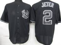 New York Yankees -2 Derek Jeter Black Fashion Stitched MLB Jersey