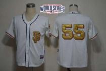San Francisco Giants #55 Tim Lincecum Cream Gold No W 2014 World Series Patch Stitched MLB Jersey
