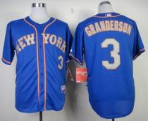 New York Mets -3 Curtis Granderson Blue Grey NO Alternate Road Cool Base Stitched MLB Jersey