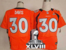 Nike Denver Broncos #30 Terrell Davis Orange Team Color Super Bowl XLVIII Men's Stitched NFL Elite J