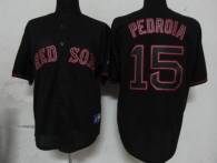 Boston Red Sox #15 Dustin Pedroia Black Fashion Stitched MLB Jersey