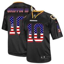 Nike Washington Redskins -10 Robert Griffin III Black Men's Stitched NFL Elite USA Flag Fashion Jers