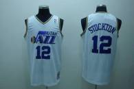 Mitchell and Ness Utah Jazz -12 John Stockton Stitched White Throwback NBA Jersey
