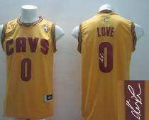 New Revolution 30 Autographed Cleveland Cavaliers -0 Kevin Love Yellow Stitched NBA Jersey