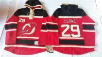 New Jersey Devils -29 Ryane Clowe Red Sawyer Hooded Sweatshirt Stitched NHL Jersey