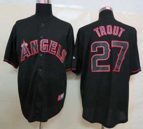 Los Angeles Angels of Anaheim -27 Mike Trout Black Fashion Stitched MLB Jersey