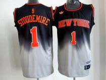 New York Knicks -1 Amare Stoudemire Black Grey Fadeaway Fashion Stitched NBA Jersey