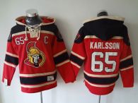 Ottawa Senators -65 Erik Karlsson Red Sawyer Hooded Sweatshirt Stitched NHL Jersey
