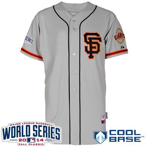 San Francisco Giants Blank Grey Cool Base 2012 Road 2 W 2014 World Series Patch Stitched MLB Jersey