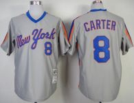 Mitchell And Ness New York Mets -8 Gary Carter Grey Throwback Stitched MLB Jersey