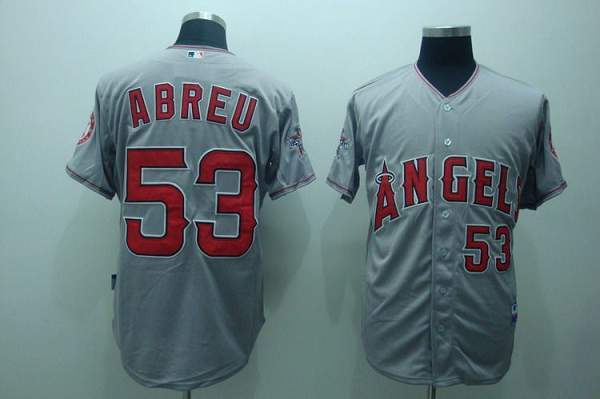 Los Angeles Angels of Anaheim -53 Bobby Abreu Stitched Grey Cool Base MLB Jersey
