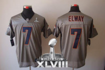 Nike Denver Broncos #7 John Elway Grey Shadow Super Bowl XLVIII Men's Stitched NFL Elite Jersey