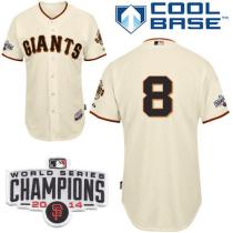San Francisco Giants #8 Hunter Pence Cream Cool Base W 2014 World Series Champions Patch Stitched ML