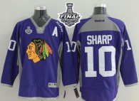 Chicago Blackhawks -10 Patrick Sharp Purple Practice 2015 Stanley Cup Stitched NHL Jersey