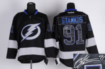 Autographed Tampa Bay Lightning -91 Steven Stamkos Black Ice Stitched NHL Jersey