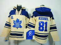 Autographed Toronto Maple Leafs -81 Phil Kessel Cream Sawyer Hooded Sweatshirt Stitched NHL Jersey