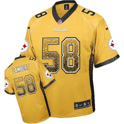 Nike Pittsburgh Steelers #58 Jack Lambert Gold Men's Stitched NFL Elite Drift Fashion Jersey