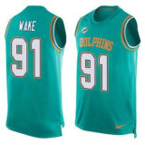 Nike Miami Dolphins -91 Cameron Wake Aqua Green Team Color Stitched NFL Limited Tank Top Jersey