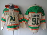 Dallas Stars -91 Tyler Seguin Cream Sawyer Hooded Sweatshirt Stitched NHL Jersey