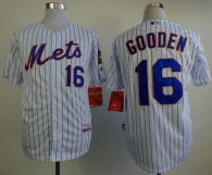New York Mets -16 Dwight Gooden White Blue Strip Home Cool Base Stitched MLB Jersey
