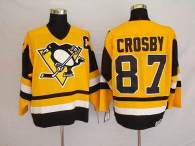 Pittsburgh Penguins -87 Sidney Crosby Stitched Yellow Mitchell&Ness NHL Jersey
