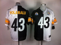 Nike Pittsburgh Steelers #43 Troy Polamalu White Black With Hall of Fame 50th Patch Men's Stitched N