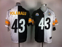 Nike Pittsburgh Steelers #43 Troy Polamalu White Black With Hall of Fame 50th Patch Men's Stitched N