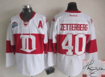 Autographed Detroit Red Wings -40 Henrik Zetterberg Stitched White Winter Classic NHL Jersey