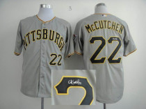 MLB Pittsburgh Pirates #22 Andrew McCutchen Stitched Grey Cool Base Autographed Jersey