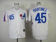 Mitchell And Ness Expos -45 Pedro Martinez White Throwback Stitched MLB Jersey