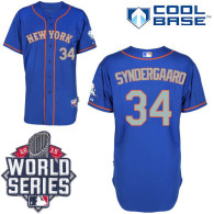 New York Mets -34 Noah Syndergaard Blue Grey NO  Alternate Road Cool Base W 2015 World Series Patch