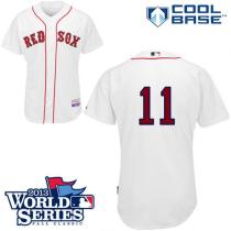 Boston Red Sox #11 Clay Buchholz White Cool Base 2013 World Series Patch Stitched MLB Jersey