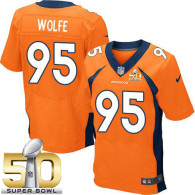 Nike Denver Broncos #95 Derek Wolfe Orange Team Color Super Bowl 50 Men's Stitched NFL New Elite Jer