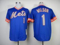 Mitchell and Ness 1983 New York Mets -1 Mookie Wilson Blue Throwback Stitched MLB Jersey
