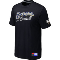 Milwaukee Brewers Black Nike Short Sleeve Practice T-Shirt