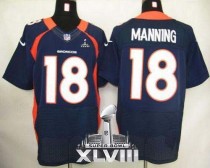 Nike Denver Broncos #18 Peyton Manning Navy Blue Super Bowl XLVIII Men's Stitched NFL Elite Jersey