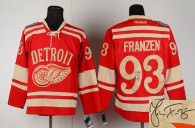 Autographed Detroit Red Wings -93 Johan Franzen Red 2014 Winter Classic Stitched NHL Jersey