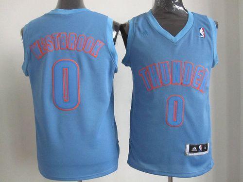 Oklahoma City Thunder -0 Russell Westbrook Blue Big Color Fashion Stitched NBA Jersey