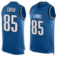 Nike Lions -85 Eric Ebron Blue Team Color Stitched NFL Limited Tank Top Jersey