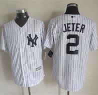 New York Yankees -2 Derek Jeter New White Strip Cool Base Stitched MLB Jersey