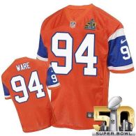 Nike Denver Broncos #94 DeMarcus Ware Orange Throwback Super Bowl 50 Men's Stitched NFL Elite Jersey