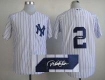 New York Yankees -2 Derek Jeter White Autographed Stitched MLB Jersey