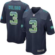 Nike Seahawks -3 Russell Wilson Steel Blue Team Color Stitched NFL Limited Strobe Jersey