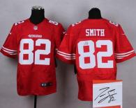 Nike San Francisco 49ers #82 Torrey Smith Red Team Color Men‘s Stitched NFL Elite Autographed Jersey