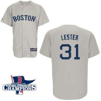 Boston Red Sox #31 Jon Lester Grey Cool Base 2013 World Series Champions Patch Stitched MLB Jersey