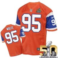 Nike Denver Broncos #95 Derek Wolfe Orange Throwback Super Bowl 50 Men's Stitched NFL Elite Jersey