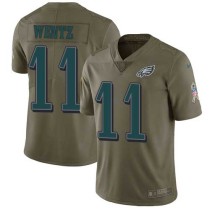 Nike Eagles -11 Carson Wentz Olive Stitched NFL Limited 2017 Salute To Service Jersey