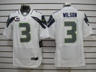 Nike Seattle Seahawks #3 Russell Wilson White With C Patch Men‘s Stitched NFL Elite Jersey