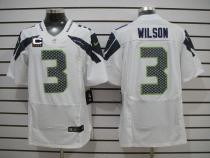 Nike Seattle Seahawks #3 Russell Wilson White With C Patch Men‘s Stitched NFL Elite Jersey