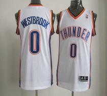 Oklahoma City Thunder -0 Russell Westbrook White Revolution 30 Stitched NBA Jersey
